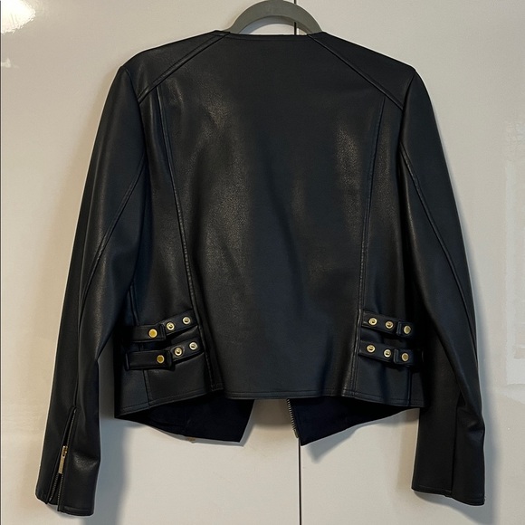 MICHAEL Michael Kors NWOT Navy Moto Jacket Gold Button, Size M - Picture 7 of 11